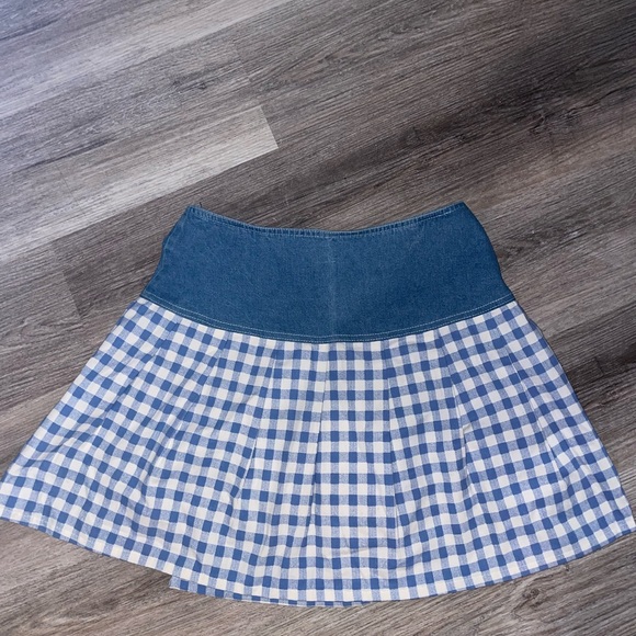 Enchante Denim & Gingham Mini Skirt - Picture 3 of 4